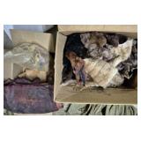 Box Lot of Fur Collars & Leather Pelts