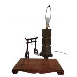 3 Pcs. Oriental Items Lamp Stand & Gong