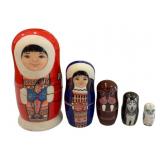 6" Russian Eskimo 5pc Nesting Doll Set