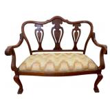 Chippendale Paw Foot Settee Carved Harp Back