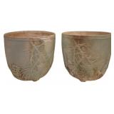 2 McCoy Planters w/ Pine Cone Relief 7"x8"