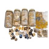 Vtg Button Collection in Glass Jars