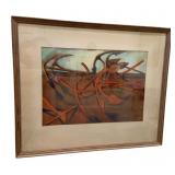Signed Abstract Watercolor Painting 31"x26"
