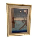 Japanese Woodblock in Oriental Frame 13"x17"