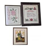 3 Framed Needlepoints 19"x15"