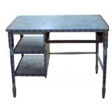 Vtg Blue Painted Wood Desk w/ Shelves
