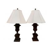 Pair Figural Bronze Urn Table Lamps