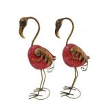 Pr Brass Flamingo Statues w/ Clocks 30"x7"
