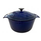 Blue Enamel Cast Iron Dutch Oven w/ Lid