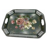 Green Tole Ware Tray 18"x13"