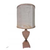 Vtg Pink Glass Urn Form Table Lamp 20"