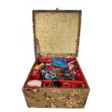 Floral Fabric Covered Sewing Box 7"x12"x12"