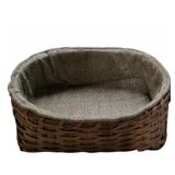 Large Vtg Woven Wicker Basket w/ Fabric Liner