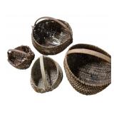 4 Vintage Woven Egg Baskets