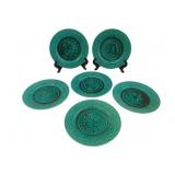 6 French Majolica Dessert Plates 8"