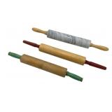 Three Vintage Rolling Pins Marble and Wood