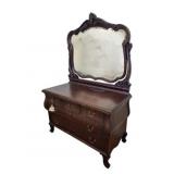 Carved Mahogany Dresser w/Lady Adorned Mirror
