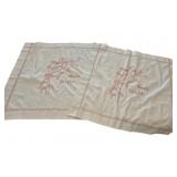 Pr Vtg Redwork Embroidered Linens 27 x 28