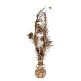 Japanese Satsuma Vase w/ Peacock Feathers