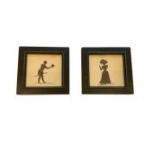 2 Art Deco Silhouettes Signed by E.C.