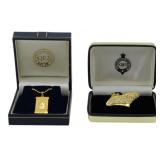 2 Gold Tone Cunard QE2 Pieces of Jewelry