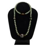 Jade & Cloisonne Beaded Necklace with Silver