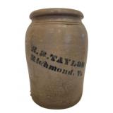 E.B. Taylor Richmond Va Stoneware Crock 10"
