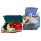 2 Totes of Christmas Decor & Wrapping Paper