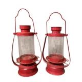2 Metal Bird Feeders - one has cracked glass