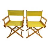 Pair of Yellow Director Chairs - 33 x 23 x 18
