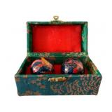 Vintage Chinese Baoding Balls in storage box