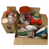 Lot of Assorted Christmas Tins & More