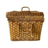 Vintage Woven Lidded Picnic Basket