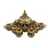 9 Pc German Stoneware Cider Set