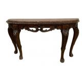 Marble Top Carved Console Table - 33 x 58 x 18