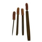 4 Metal Files w/ Corncob Handles - 17 x 12 x 12