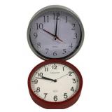2 Quartz Wall Clocks - 9.5", 8.5" Round