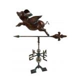 Flying Pig Copper Weathervane - 31 x 37 x 13.5
