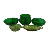 Lot of Assorted Green Glass Items