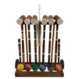 Vintage Croquet Game Set on Cart