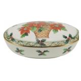 Mikasa Poinsetta Porcelain Box 3x6x4.5