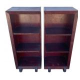 2 Bookcases w/ 3 Shelves & Casters on the Bottom