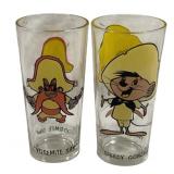 2 Looney Toons Glasses - 6.5" Tall
