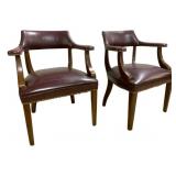 2 Leather Chairs w/ Nailed Design - 31 x 25 x 23
