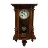 Antique Wall Clock w/ Key - 12 x 26 x 6