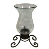 Glass Vase w/ Metal Base - 19.5 x 12