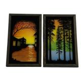 2 Framed Silhouette Paintings - 6.5 x 10.5