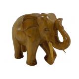Carved Wood Elephant - 11 x 10 x 5.5