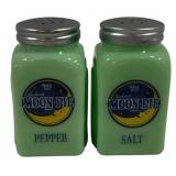 Moon Pie Jadeite Salt & Pepper Shakers - 4" Tall