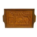 Carved Wood Serving Tray - 21 x 12